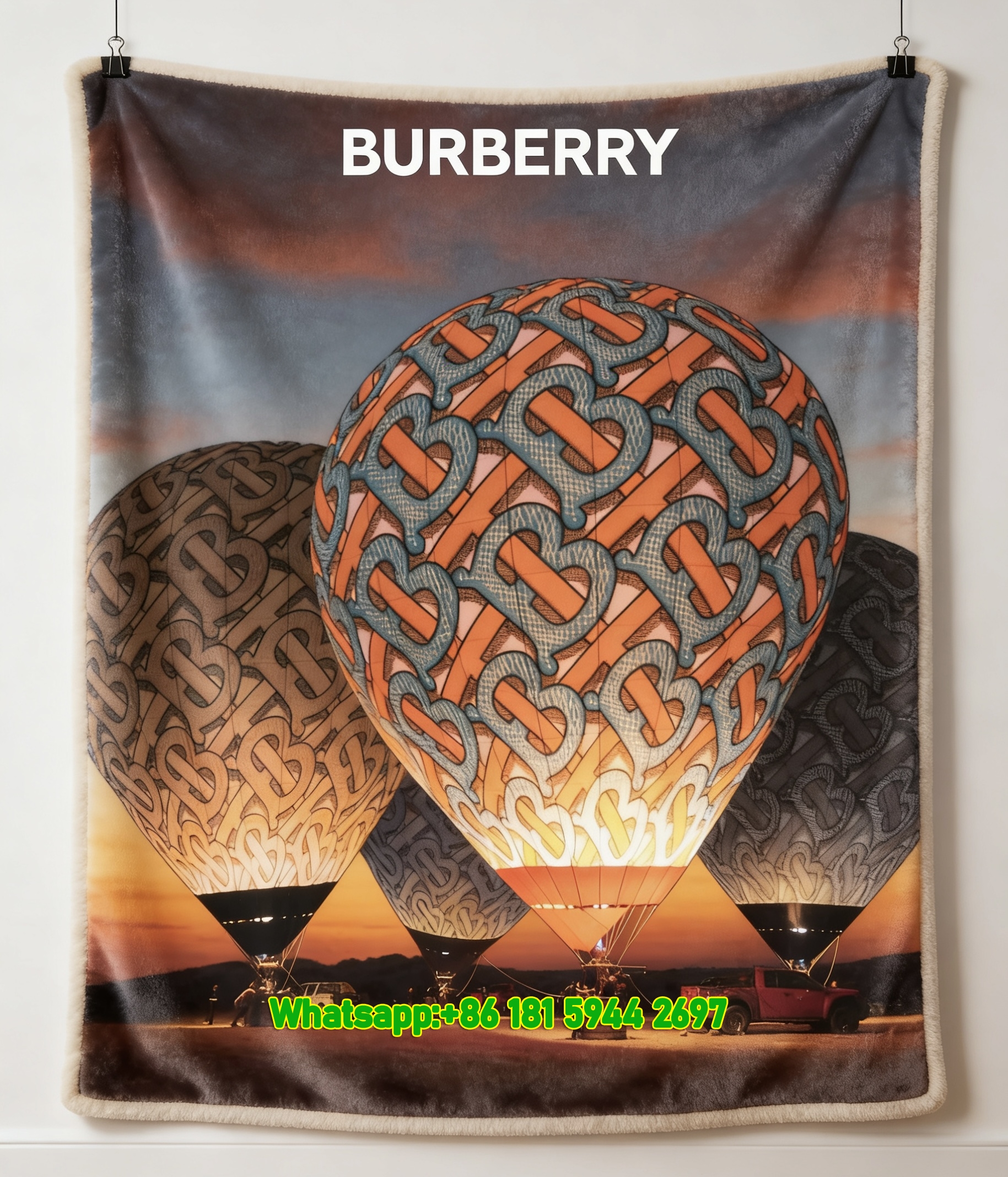 Burberry Monogram Flannel Fleece Sofa Throw Blanket B171